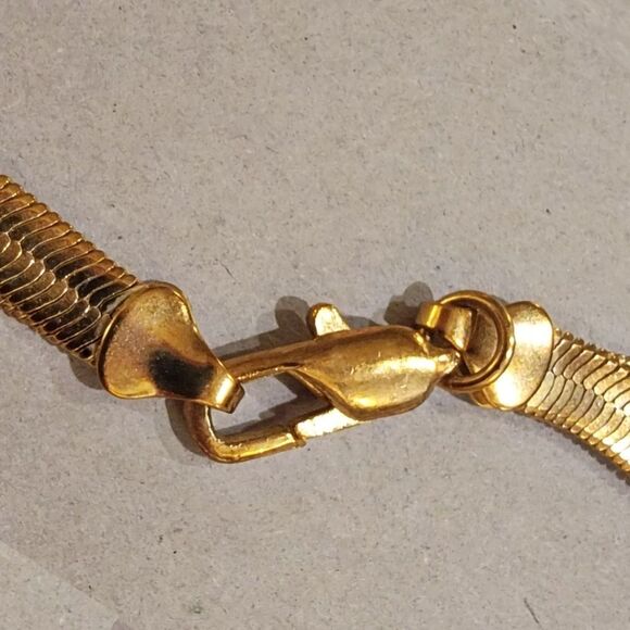 #Vintage Gold Tone #Herringbone Double Twist Layered Choker Necklace Never Worn - Picture 4 of 8